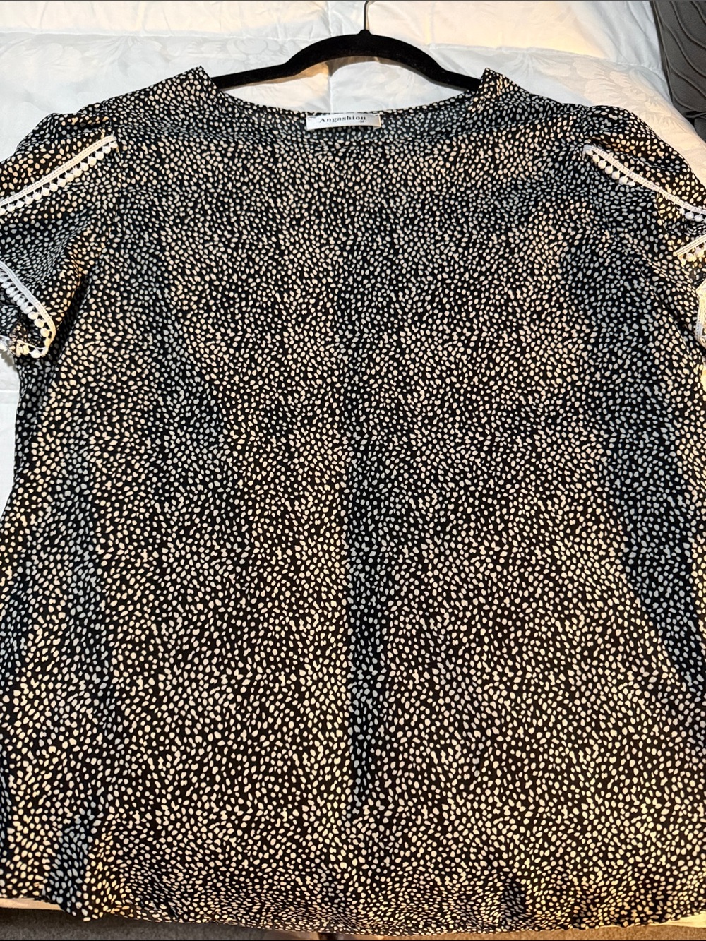 Black and White Printed Short Sleeve Blouse